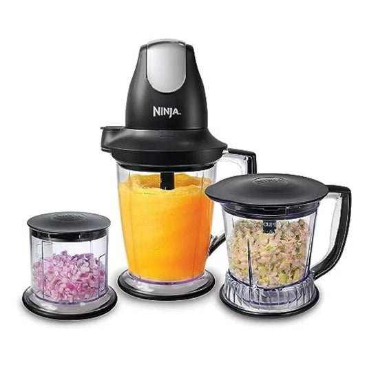 QB1004 Blender/Food Processor with 450-Watt Base 48oz Pitcher 16oz Chopper Bowl and 40oz Processor Bowl for Shakes Smoothies an